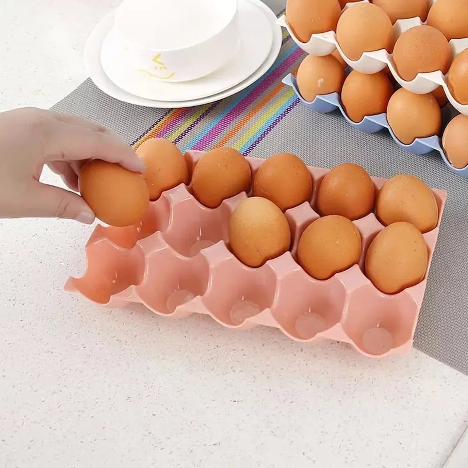 Egg storage tray, plastic, 15 compartments, 4 pack Egg storage tray, plastic, 15 compartments, 4 pack